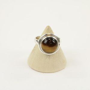 Zilveren Ring met Tijgeroog Maat 17 Model 2 (Sterling Zilver 925)