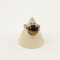 Zilveren Ring met Tijgeroog Maat 17 Model 2 (Sterling Zilver 925) - thumbnail