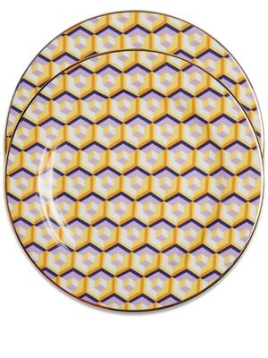 La DoubleJ lot de deux assiettes à dessert imprimées - Jaune