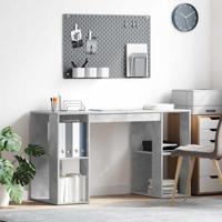 Bureau met Opslag Betongrijs 130 x 50,5 x 75 cm Bewerkt hout