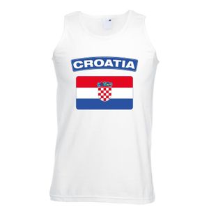 Singlet shirt/ tanktop Kroatische vlag wit heren