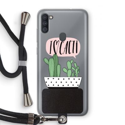 I love cacti: Samsung Galaxy A11 Transparant Hoesje met koord