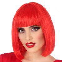 Verkleedpruik voor dames half lang haar - Rood - Bob lijn - Carnaval/party - thumbnail