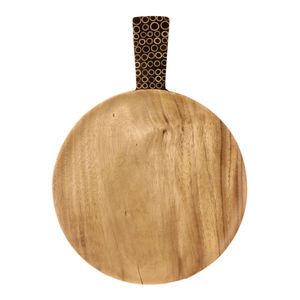 Ronde Houten Snackschaal met Bamboe Model 2 (37 x 27 cm)