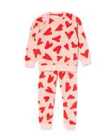 HEMA Kinderpyjama fleece hartjes roze (roze)