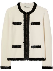 Tory Burch cardigan Kendra à ornements de sequins - Blanc