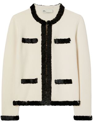 Tory Burch cardigan Kendra à ornements de sequins - Blanc