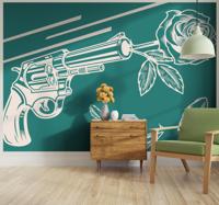 Fotobehang pistool en roos