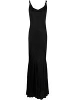 Blumarine robe longue satinée à détail de nœud - Noir