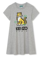 Kenzo Kids robe en coton à logo imprimé - Gris