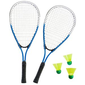 Sterke badminton set blauw/wit met 3 shuttles en opbergtas