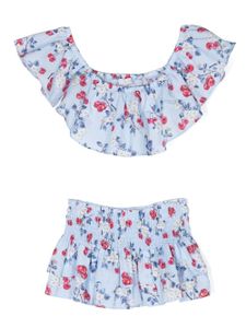 Monnalisa bikini volanté à imprimé chemise - Bleu