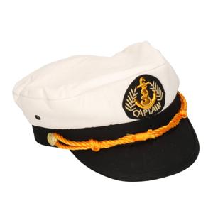 Kapitein verkleed pet - blauw/wit - polyester - scheepvaart - feestartikelen - voor kinderen