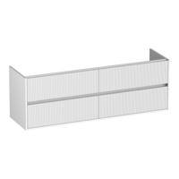 Brauer Adore Wavy - Onderkast - 160 cm - met 4 Softclose Lades Greeploos en 2 Sifon Uitsparingen - Mat Wit