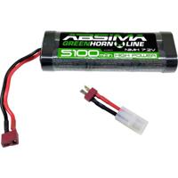 Absima NiMH accupack 7.2 V 5100 mAh Aantal cellen: 6 Hardcase T-bussen, Tamiya-bus