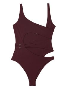 Off-White maillot de bain asymétrique à découpes - Marron