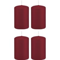 4x Bordeauxrode cilinderkaarsen/stompkaarsen 5x8 cm 18 branduren - thumbnail