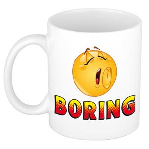 Boring kado mok / beker wit met Smile Emoticon - cadeau collega