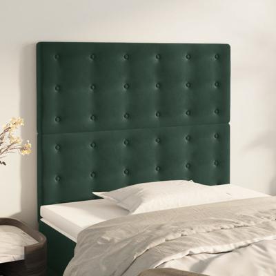 Hoofdborden 2 st 80x5x78/88 cm fluweel donkergroen