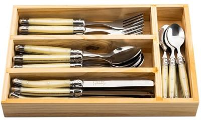 Laguiole Style de Vie Bestekset & Bestekbak - Premium Line - Parelmoer - 24 delig / 6 personen