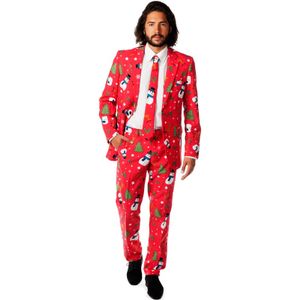 Rode business suit met kerst thema 56 (3XL)  -