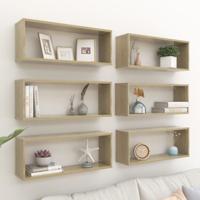 Wandschappen kubus 6 st 60x15x23 cm bewerkt hout sonoma eiken - thumbnail