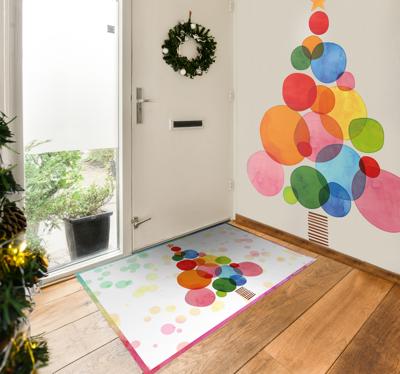 Waterverf bellen vinyl tapijt kleurrijk Waterverf bellen vinyl tapijt kleurrijk