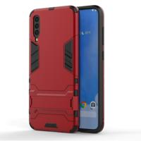 Schokbestendige PC + TPU Case voor Samsung Galaxy A70 met houder (rood)