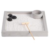 Japanse zen tuin voor thuis/kantoor - grijs - 20 x 20 cm - minituin