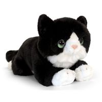 Keel Toys pluche zwart/witte kat/poes knuffel 32 cm