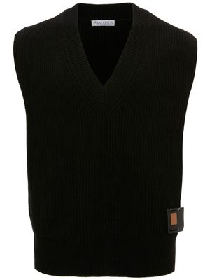 JW Anderson débardeur en mérinos Sim Card à col v - Noir