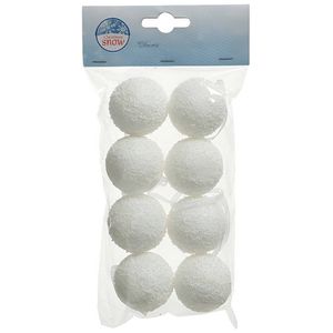 8x Witte sneeuwballen/sneeuwbollen 4 cm - Decoratiesneeuw