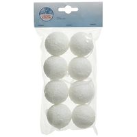 8x Witte sneeuwballen/sneeuwbollen 4 cm - Decoratiesneeuw - thumbnail