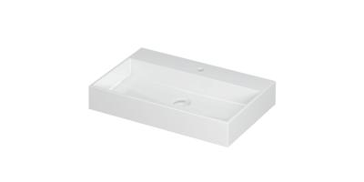 Wastafel United Porselein met 1 kraangat incl. porseleinen click plug en verborgen overloop systeem 70 cm x 45 cm x 11 cm Glans wit 0206031