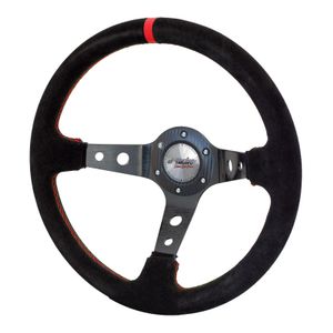 Simoni Racing Sportstuur Pit Lane 350mm - Zwart Alcantara + Rode stiksels (Deep Dish) SRPIT
