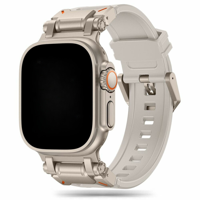 Apple Watch Robuuste Siliconen Robust Band - Sterrenlicht - Titanium -