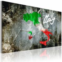 Schilderij - Artistieke kaart van Italië , multikleur , wanddecoratie , premium print op canvas - thumbnail