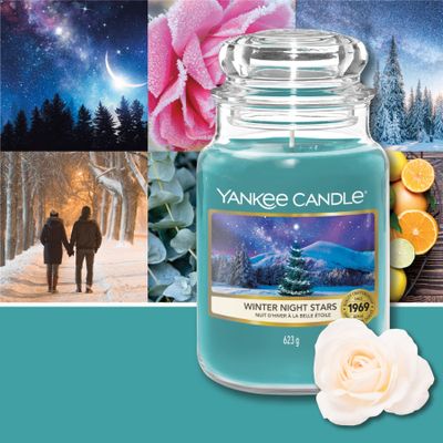 Yankee Candle Winter Night Stars kaars Rond Amber, Muskus, Witte muskus Blauw 1 stuk(s) Yankee Candle Winter Night Stars kaars Rond Amber, Muskus, Witte muskus Blauw 1 stuk(s)
