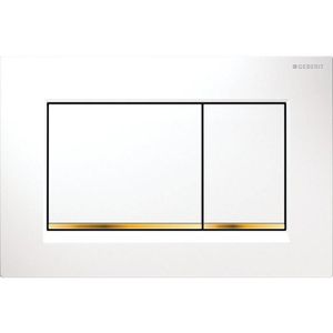 Geberit Sigma30 bedieningplaat, 2-toets spoeling frontbediening voor toilet 24.6x16.4cm wit / goud 115.883.KK.1