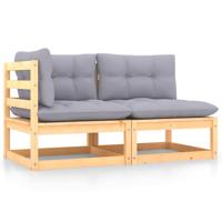 2-delige Loungeset met kussens massief grenenhout
