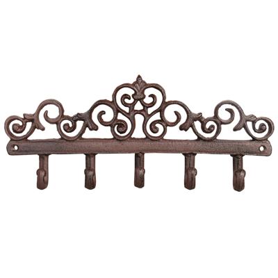 Esschert Design Wandkapstok - gietijzer - bruin - 5 haken - 32 cm - Kapstokhaken