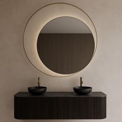 Badkamerspiegel Gliss Design Kosmos | 140 cm | Indirecte LED verlichting | Sensor bediening | Met spiegelverwarming | Mat goud