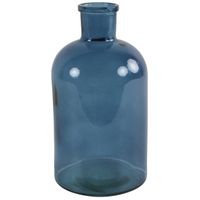 Countryfield vaas - zeeblauw/transparant - glasÂ - apotheker fles - D14 x H27 cm   -