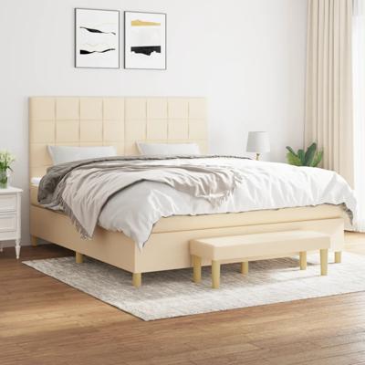 Boxspring met matras stof crèmekleurig 160x200 cm