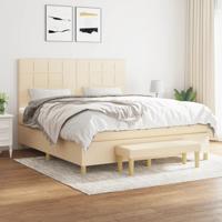 Boxspring met matras stof crèmekleurig 160x200 cm