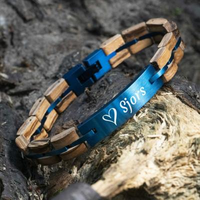 Sapphire Blue - Gepersonaliseerde Houten Armband