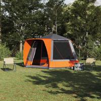 VidaXL Camping tent grijs en oranje 420 x 420 x 227 cm polyester