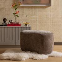 WOOOD Organische Poef 'Popular' Chenille, kleur Taupe