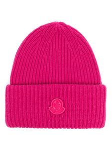 Moncler bonnet en laine à patch logo - Rose