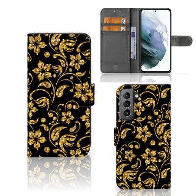 Samsung Galaxy S21 FE Hoesje Gouden Bloemen Samsung Galaxy S21 FE Hoesje Gouden Bloemen